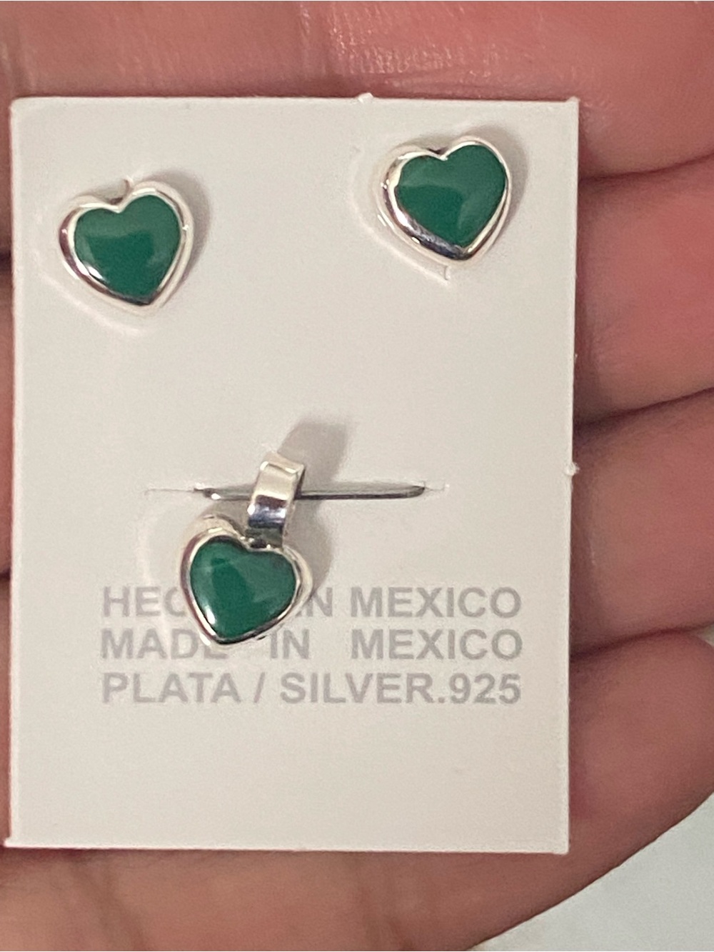 Sterling Silver 925 Green chalcedony Heart Stud Earrings by (No Brand)